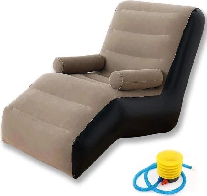 Комплект диван надувний S-подібний та надувне крісло з насосом (31773937)