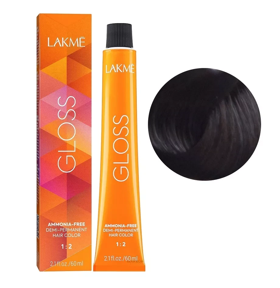 Крем-фарба тонуюча для волосся без аміаку Lakme Gloss Color Rinse 4/50 Середньо-каштановий махагоновий 60 мл