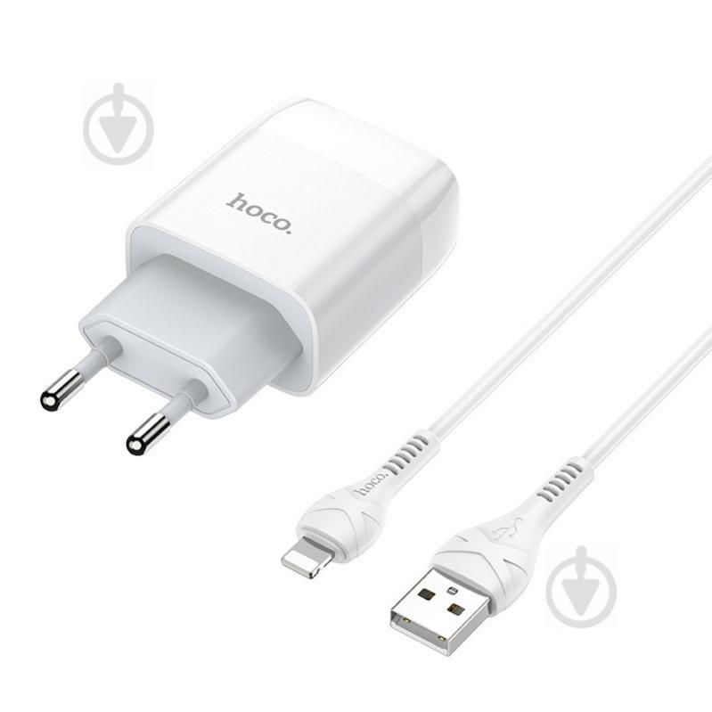 СЗУ HOCO C73A (2USB/2.4A) + lightning (Белый) 900359 - фото 3