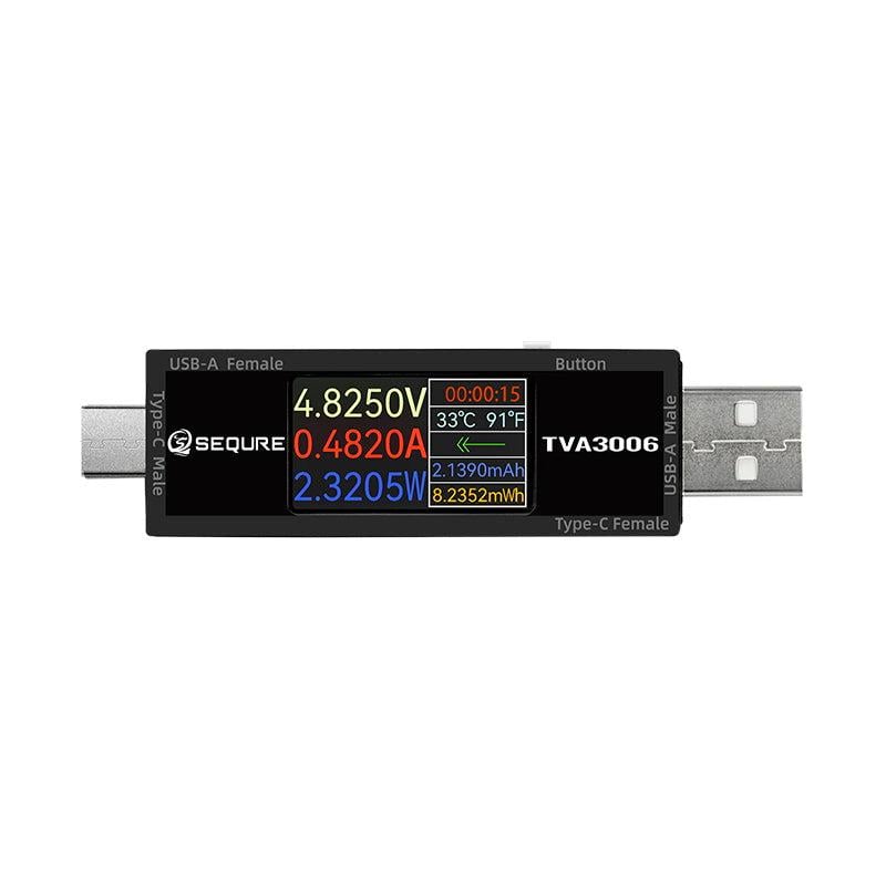 Тестер SEQURE TVA3006 USB-A/Type-C амперметр/вольтметр высокоточный (00-00028810)