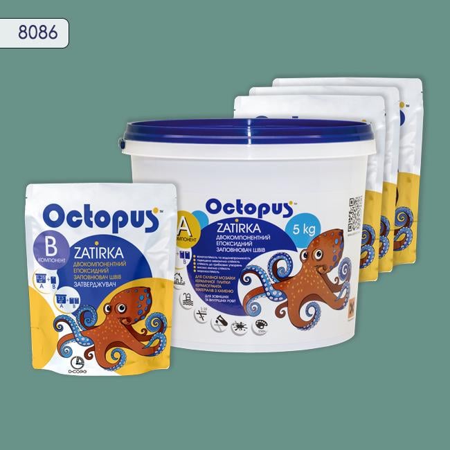 Фуга двухкомпонентная эпоксидная для плитки и мозаики Octopus 5 кг 8086 (8086-5)