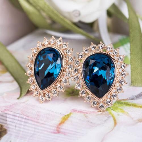 Серьги с кристаллами Сваровски 087097a Italina Синий/Белый