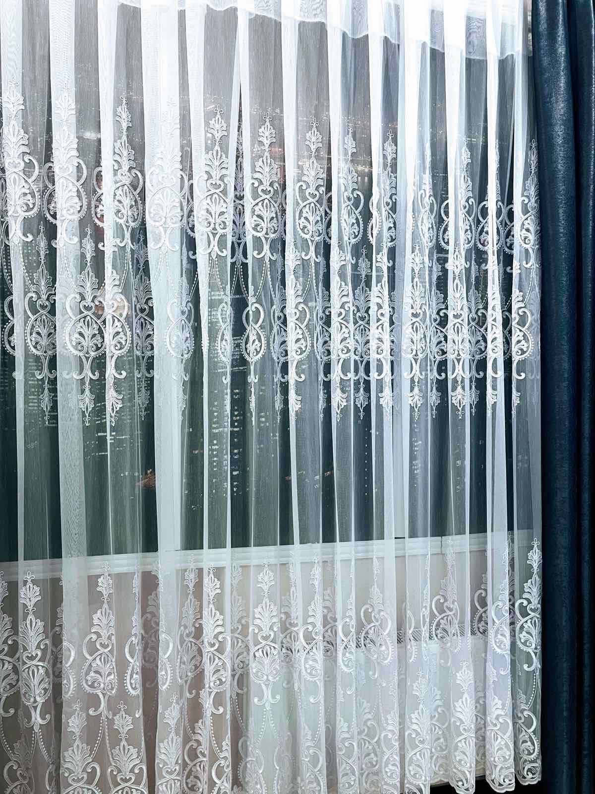 Тюль бамбук з вишивкою 3х2,7 м 1 шт. Білий (2829) - фото 4 Тюль бамбук з вишивкою 3х2,7 м 1 шт. Білий (2829) - фото 4