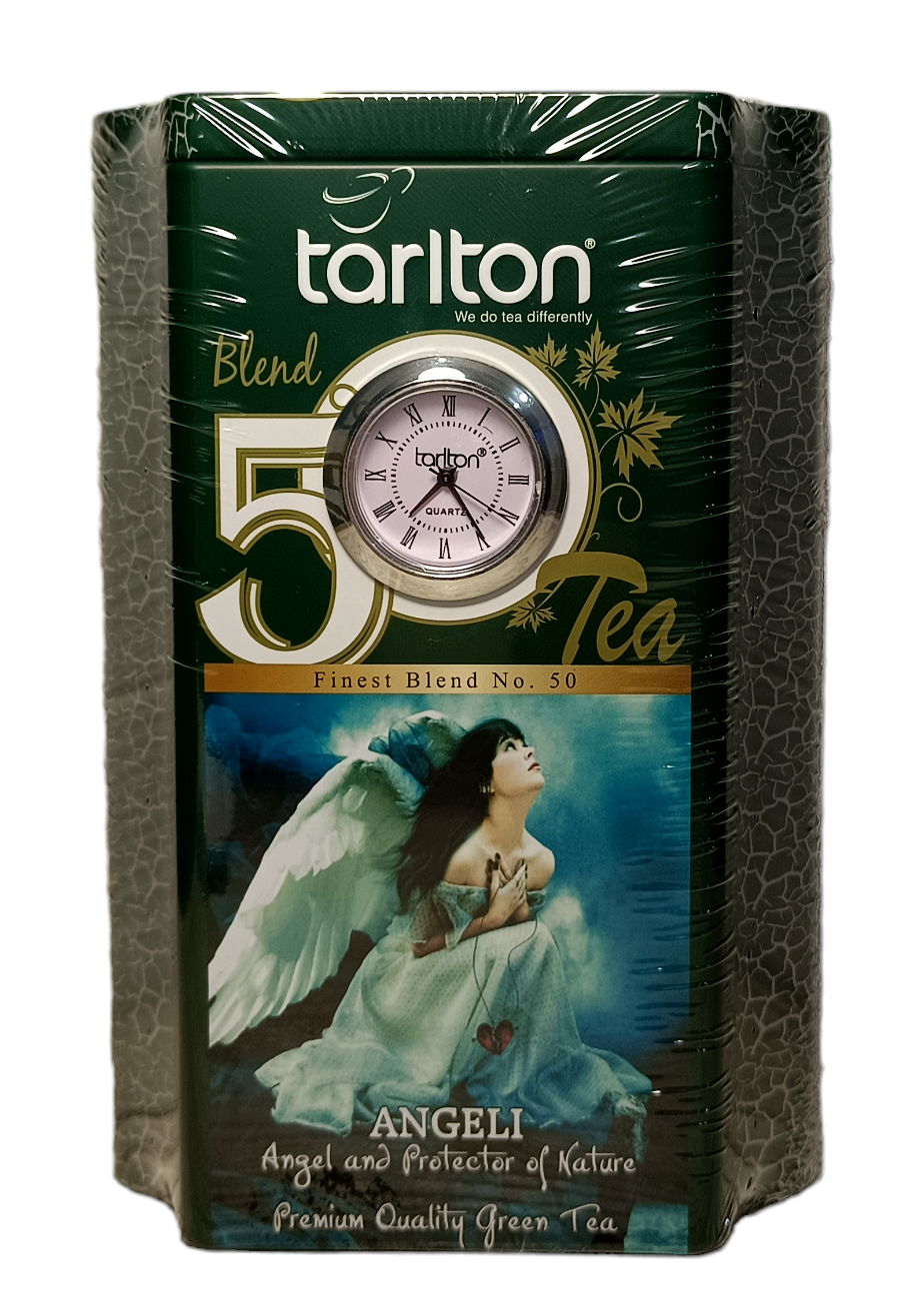 Чай Tarlton Blend Angeli зеленый цейлонский листовой ганпаудер GP1 в металлической банке с часами 200 г (58857)