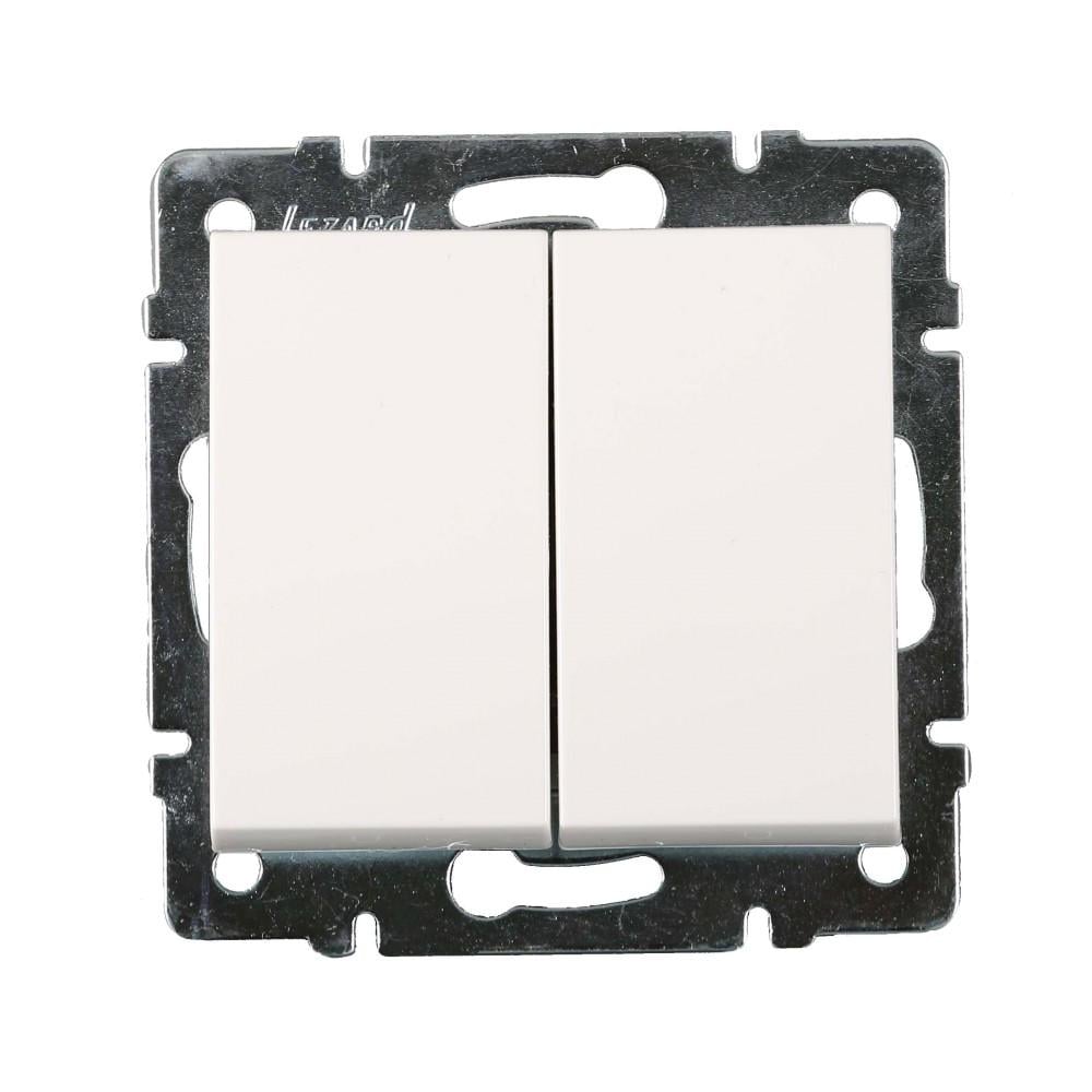 Выключатель Lezard Rain 2-клавишный без рамки Белый (7030288101)