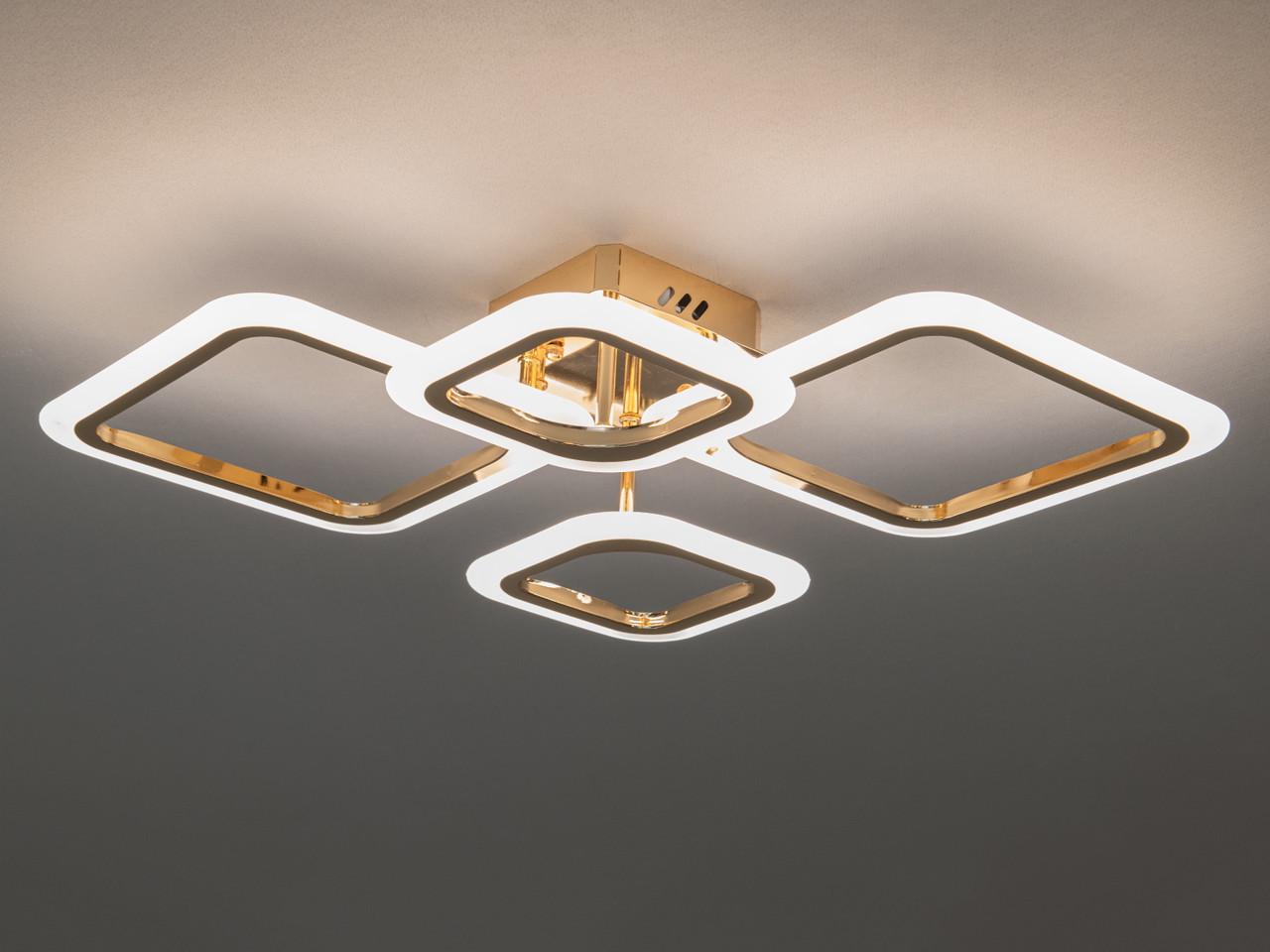 Люстра світлодіодна з димером на кухню A8060-2+2GDIM-LS 52W на 8 м2 Золотий (2498532949) - фото 2