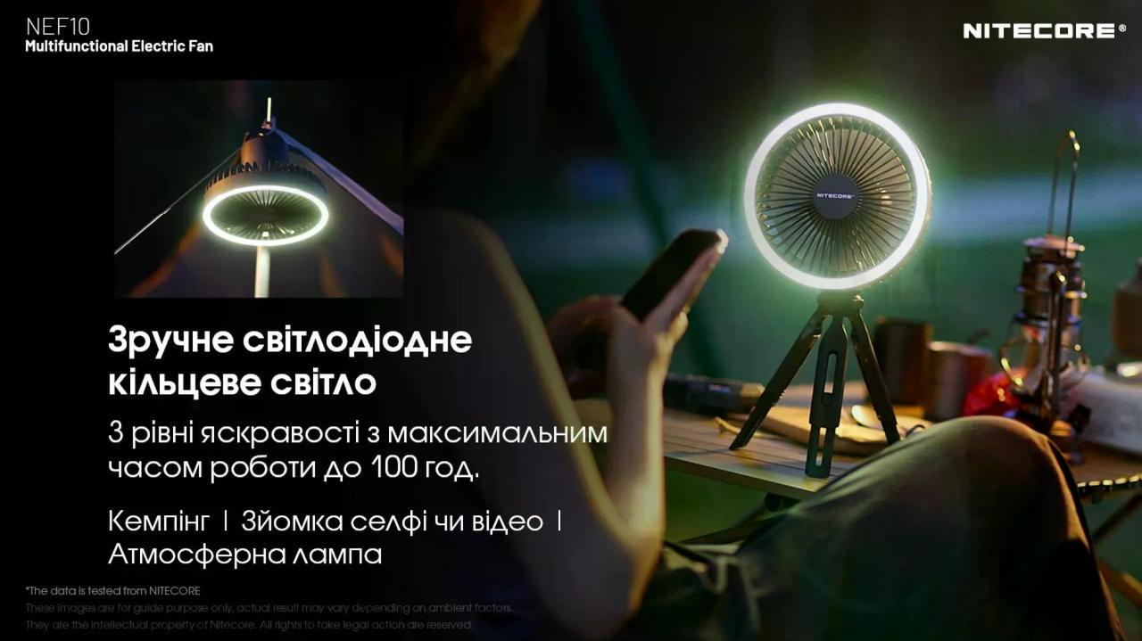 Вентилятор бездротовий Nitecore NEF10 з Power Bank 10000mAh USB-C Сірий (2687394314) - фото 10 Вентилятор бездротовий Nitecore NEF10 з Power Bank 10000mAh USB-C Сірий (2687394314) - фото 10