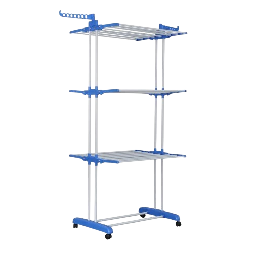 Сушилка для одежды многоярусная Bonro B07 раскладная на колесиках Синий (124-76-42400231)