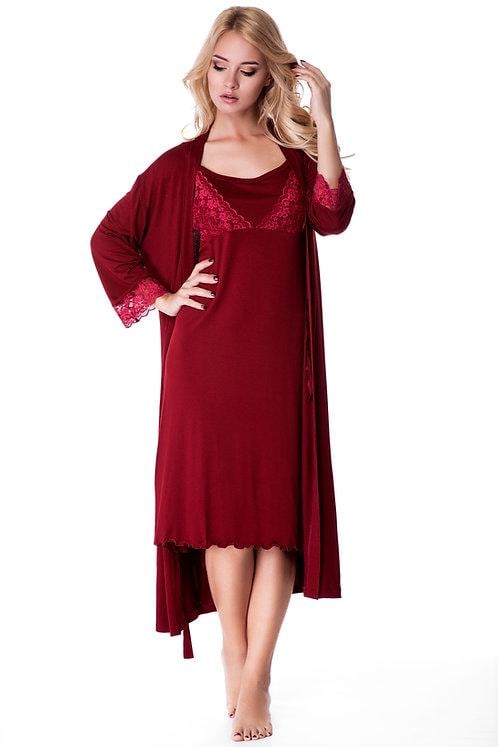 Комплект халат и рубашка Fleri F50008-08 9XL Бордовый (1550008080013)