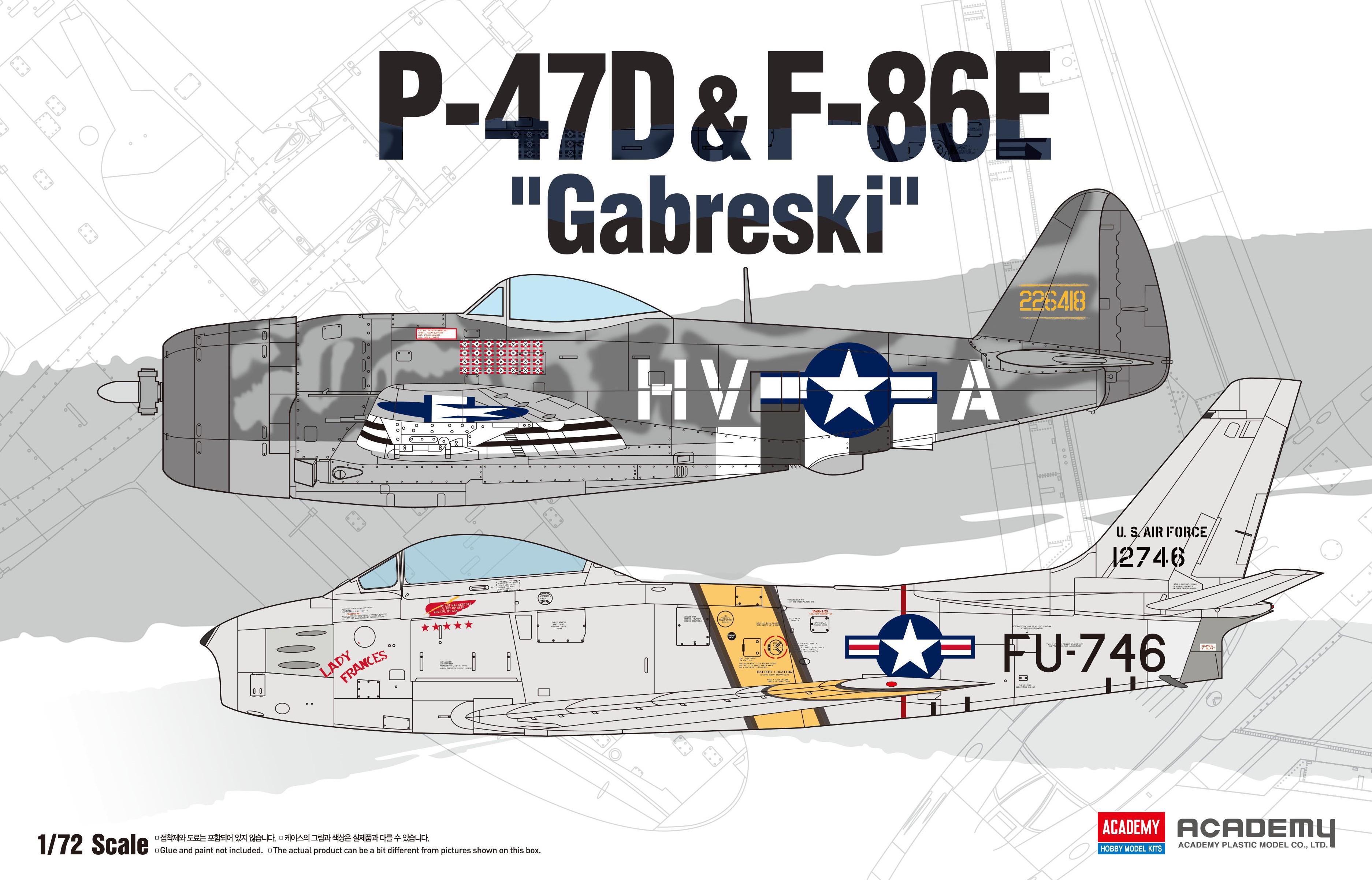 Сборная модель Academy P-47D&F-86E Gabreski 1:72 (12530)