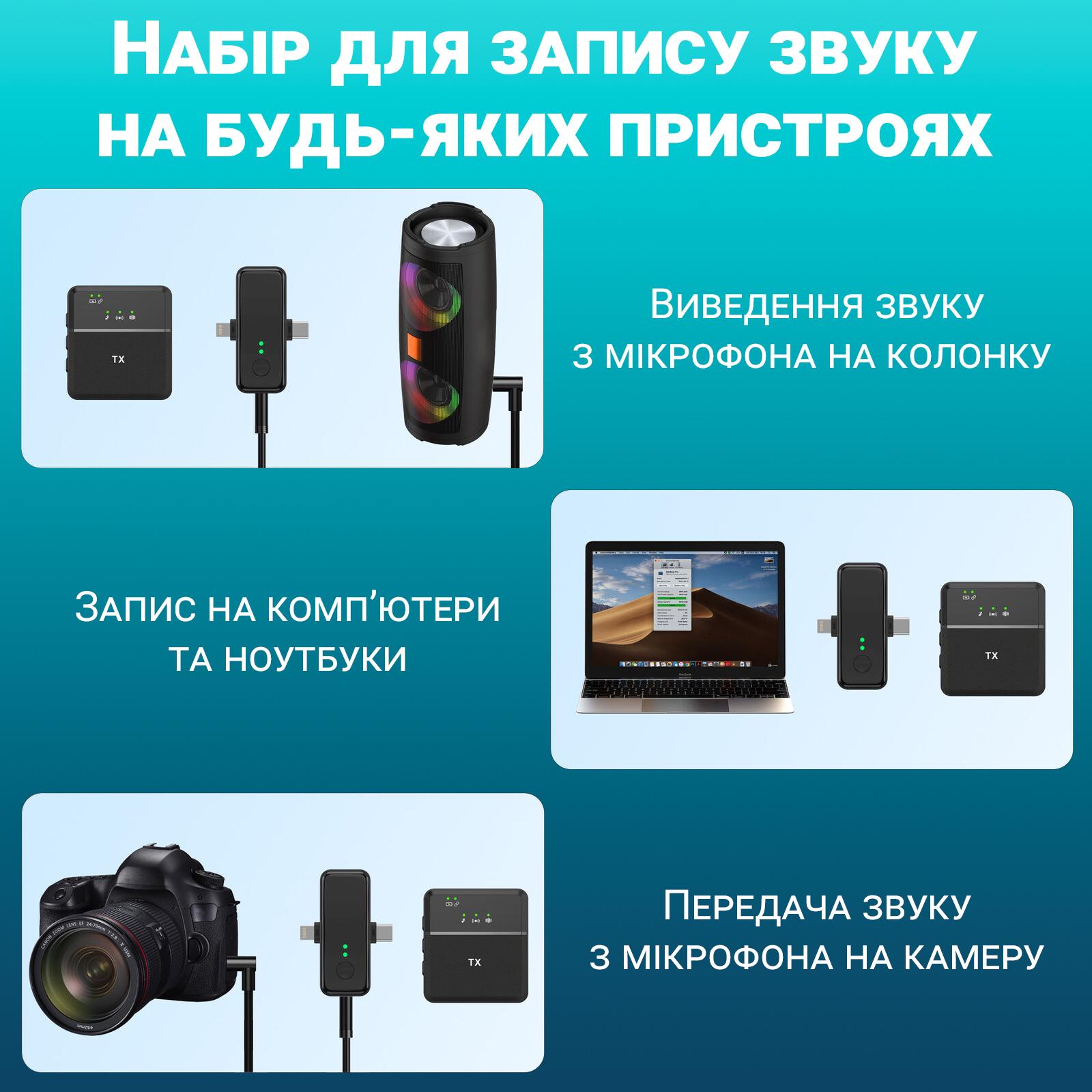 Радиомикрофон петличный Savetek P37 с Lightning и Type-C разъемами для iPhone/Android - фото 12