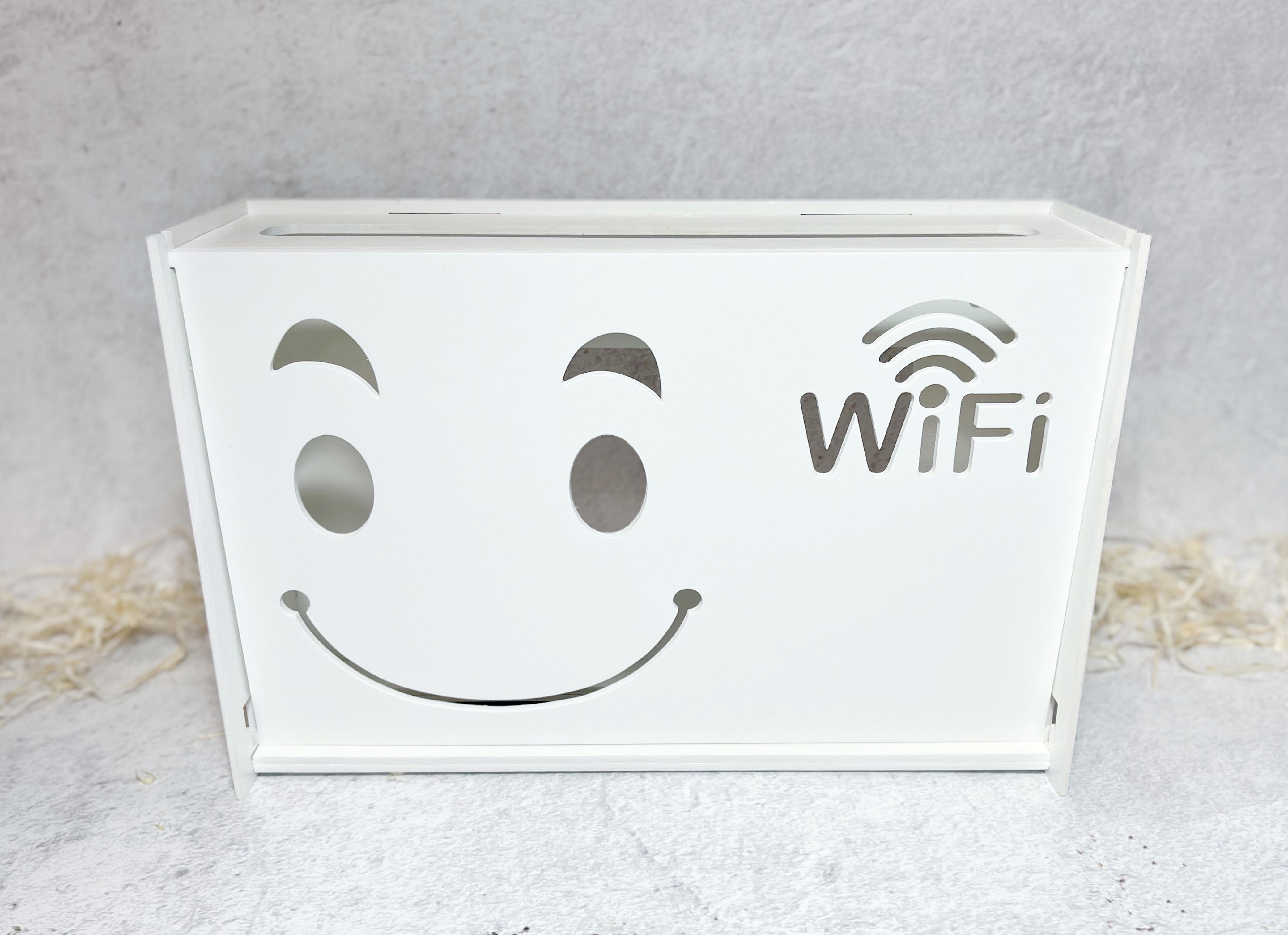 Коробка для роутера Wi-Fi Smile деревянная на стену 30х20х8 см Белый (169) - фото 4