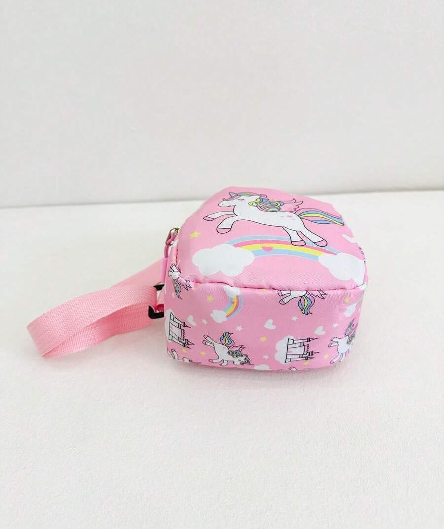 Сумка-бананка для девочек Единорог через плечо с регулируемым ремешком одно отделение на молнии 22х13х6 см Розовый (D-0162) - фото 9