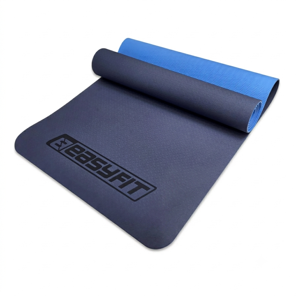 Коврик для йоги EasyFit TPE+TC двухслойный 183х61 см Синий/Голубой (EF-TPE6BL)