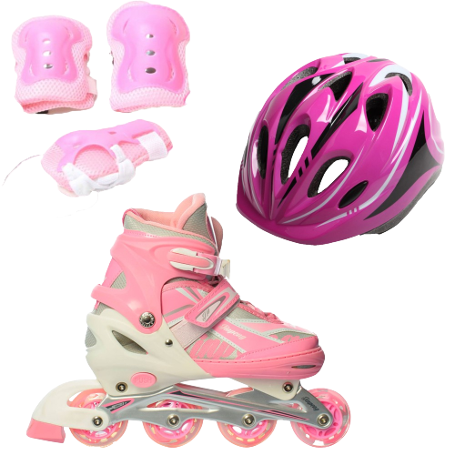 Ролики детские Rider Combo Pro защита и шлем р. 39-42 Розовый (2T3007P)
