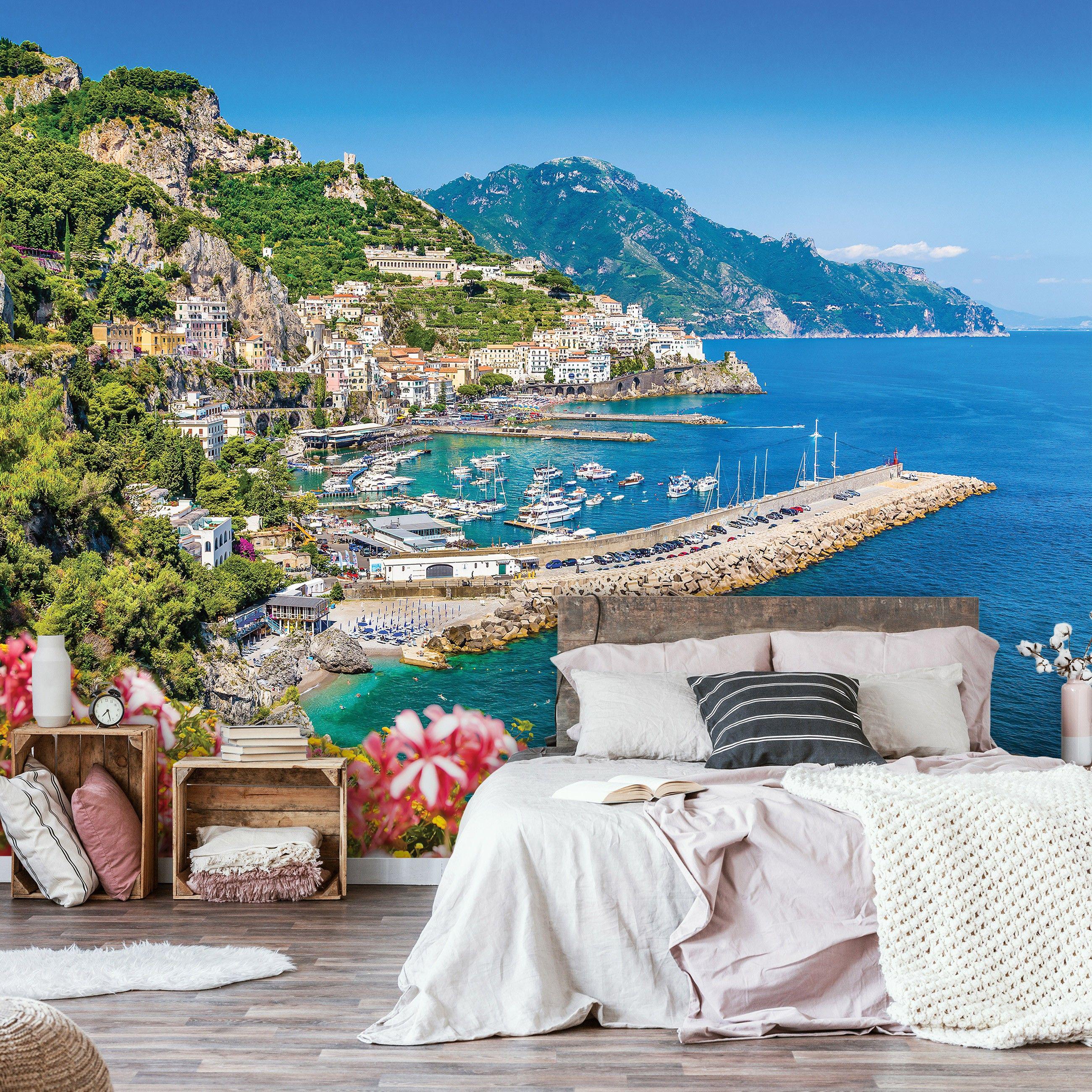 Фотошпалери флізелінові 3Д Мальовничий вид на море та гори з клеєм 254x184 см (10384V4)