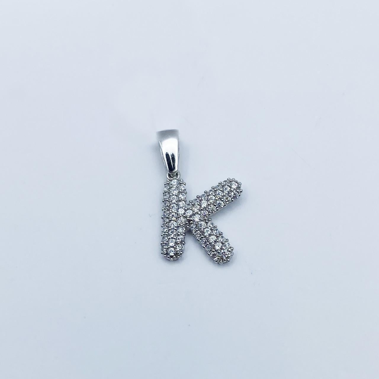 Серебряный кулон с кубическим цирконием Буква К 0,87 г (2123770717)