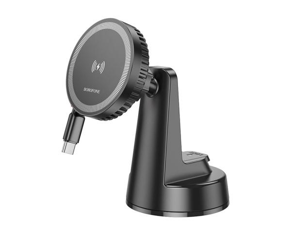 Держатель автомобильный магнитный Borofone BH208 Mona Magnetic Wireless 15W Black