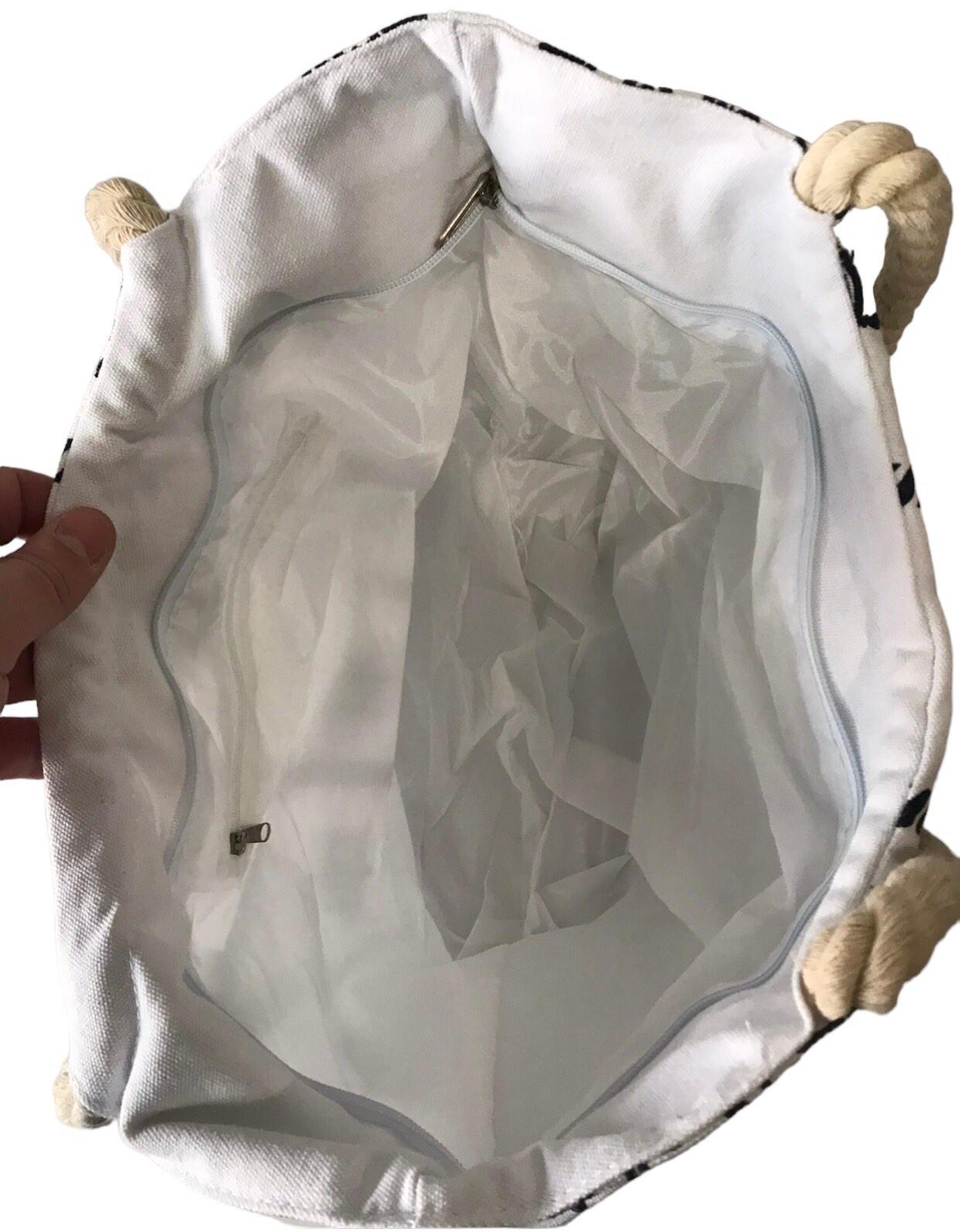 Сумка пляжна жіноча літня з тканини на блискавці з полосами Біло-синій (15S101) - фото 4 Сумка пляжна жіноча літня з тканини на блискавці з полосами Біло-синій (15S101) - фото 4