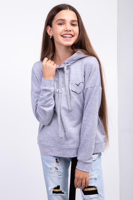 Свитшот для девочки подростка Diва с капюшоном 158 см Серый (23033)