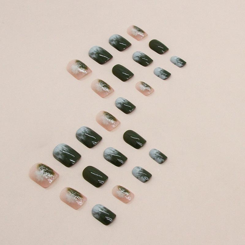 Накладні нігті омбре гель лак набір з клеєм 24 шт. Bananahall Зелений (A9760) - фото 2