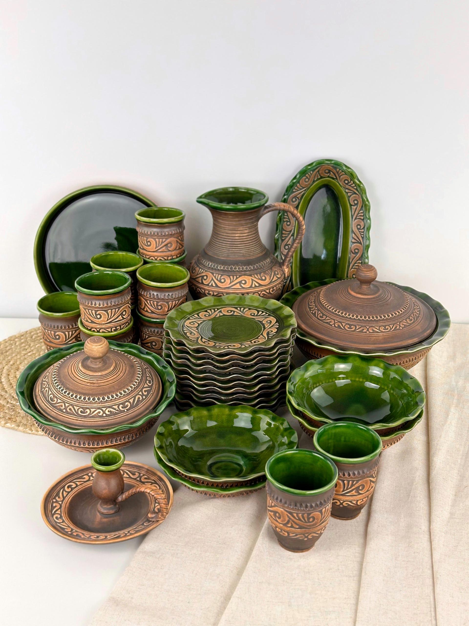 Набор керамической посуды Шляхтянский на 12 человек Коричневый (7019-4)