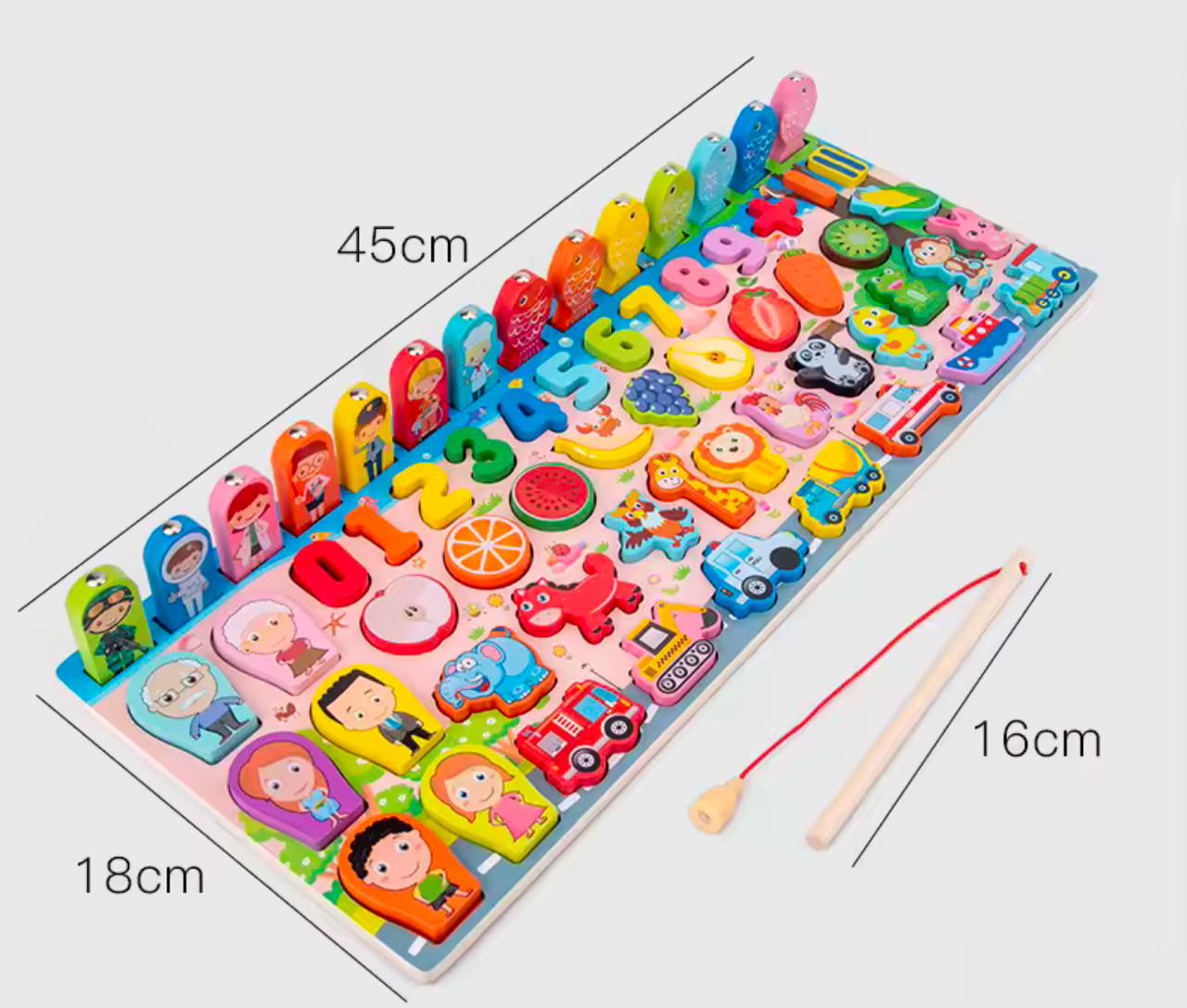 Сортер-пазл магнитный для детей 3в1 с цифрами/фруктами/животными и удочкой деревянный 45х18 см - фото 10 Сортер-пазл магнитный для детей 3в1 с цифрами/фруктами/животными и удочкой деревянный 45х18 см - фото 10