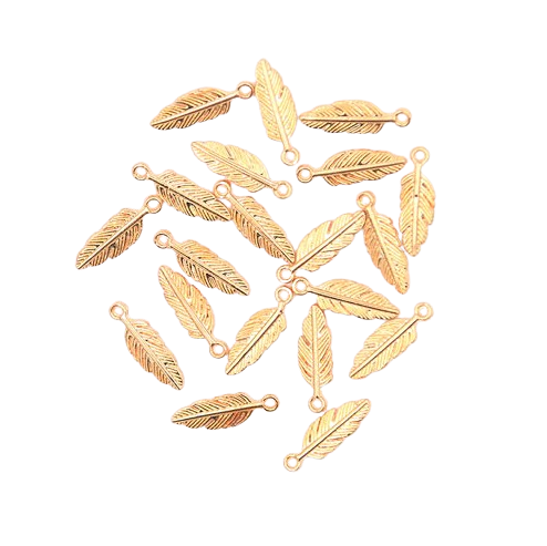 Набор подвесок шармов металлических Перья 80 шт. Gold (534862)