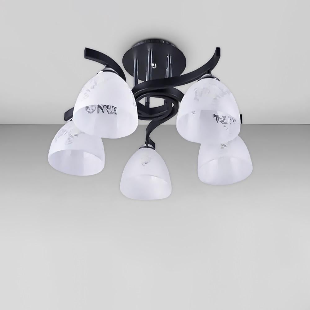 Люстра потолочная Light House SH-18517/5 BK 560х560х250 мм Черный/Хром/Белый