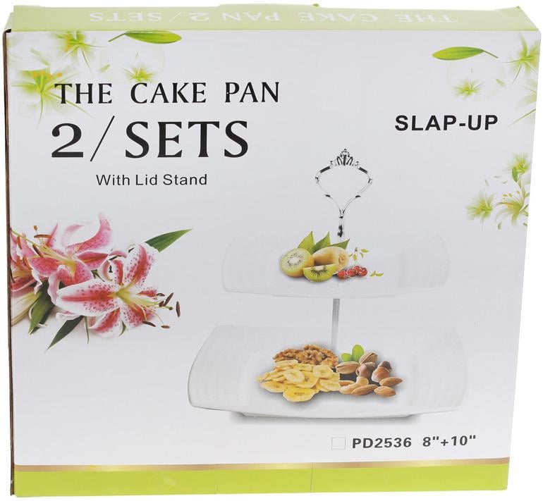 Блюдо фуршетное стойка Marble Luxury 25 см 2-х ярусная Белый (32325739) - фото 2