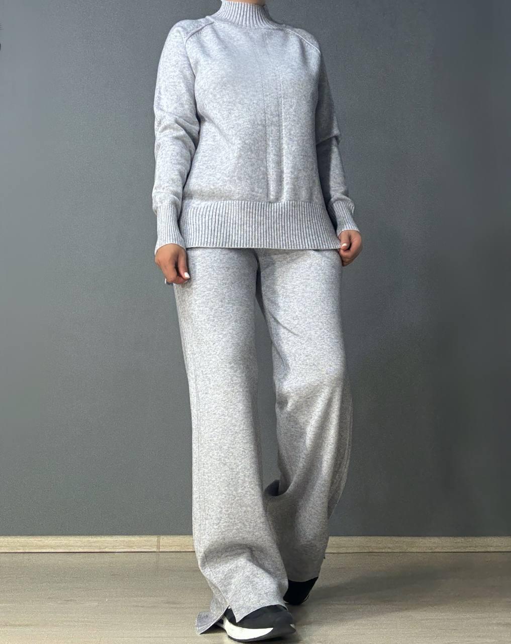 Костюм женский ACCORDDREAM 6841-8636 свитер с брюками палаццо вязаный OS Серый (5178) - фото 8 Костюм женский ACCORDDREAM 6841-8636 свитер с брюками палаццо вязаный OS Серый (5178) - фото 8