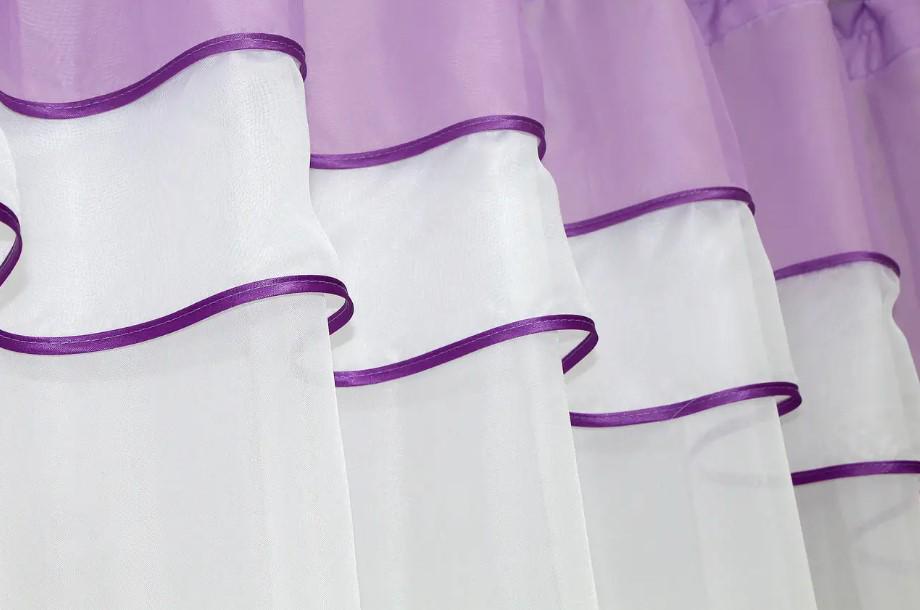 Гардина на кухню/балкон шифон 270х170 см Бузковий/Білий (110к) - фото 5 Гардина на кухню/балкон шифон 270х170 см Бузковий/Білий (110к) - фото 5