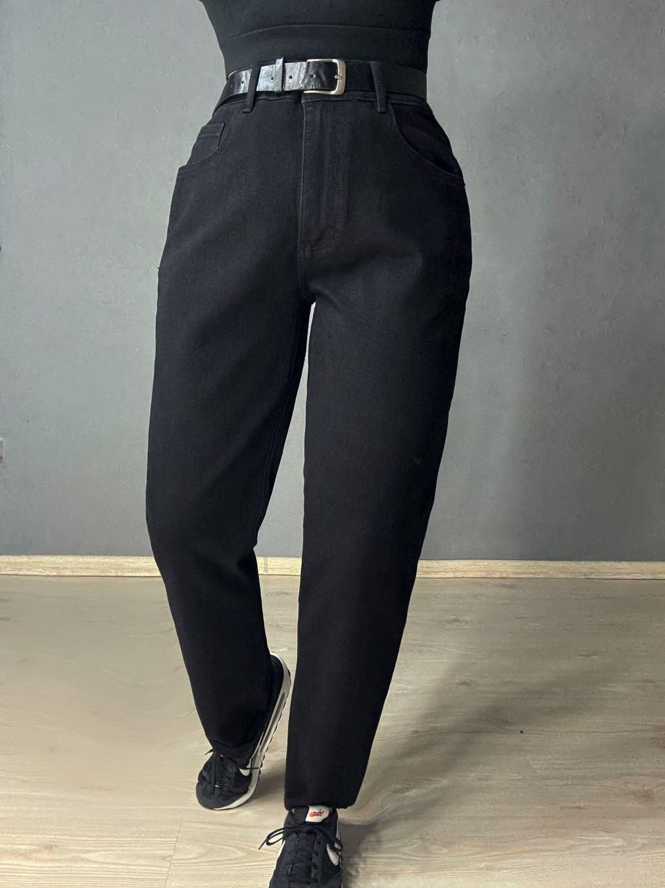 Джинси жіночі Ladyn 0199 MOM банани великі розміри батал р. 38 Чорний (5185)