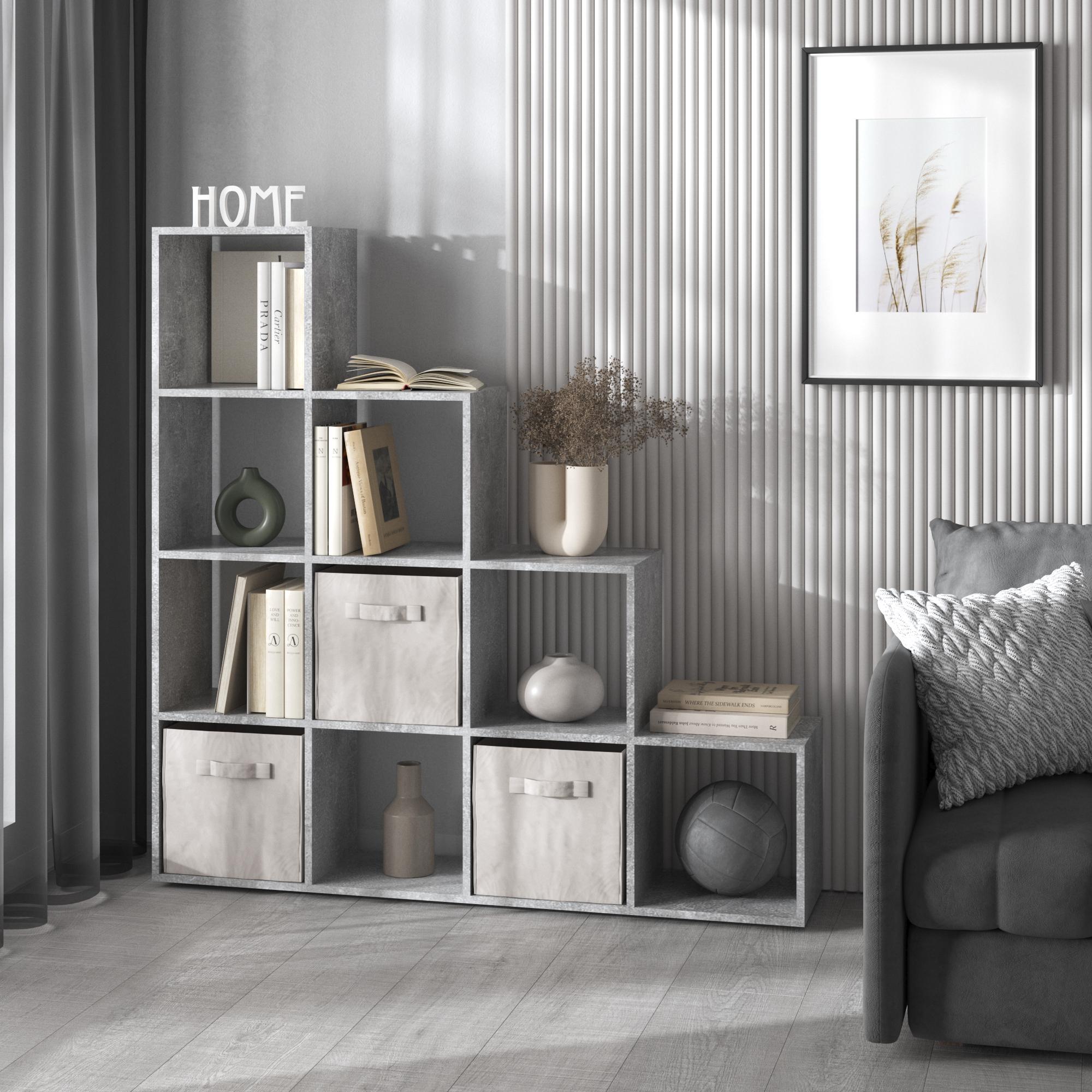 Стеллаж для книг и игрушек M-40 на 10 ячеек Бетон Стеллаж для книг и игрушек M-40 на 10 ячеек Бетон