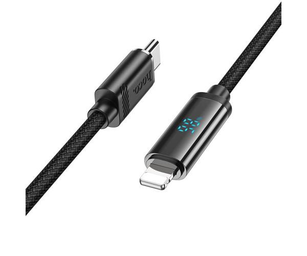 Кабель USB Hoco U127 Type-C to Lightning с дисплеем 27W 1,2 м Black