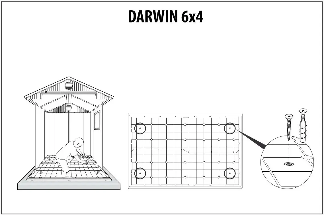 Сарай для хранения садового инвентаря Keter Darwin 6x4 190х121 см Коричневый (CNT00009155) - фото 5