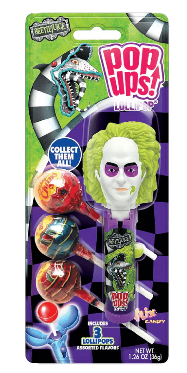 Тримач для льодяника Beetlejuice Pop Ups Lollipop та 3 льодяники Chupa Chups 36 г (2793192449)