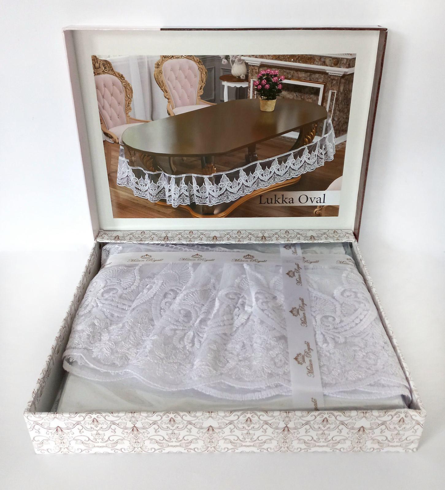 Силиконовая скатерть с кружевом Maison Royale 160x220 ovale Lukka White (CN10070)