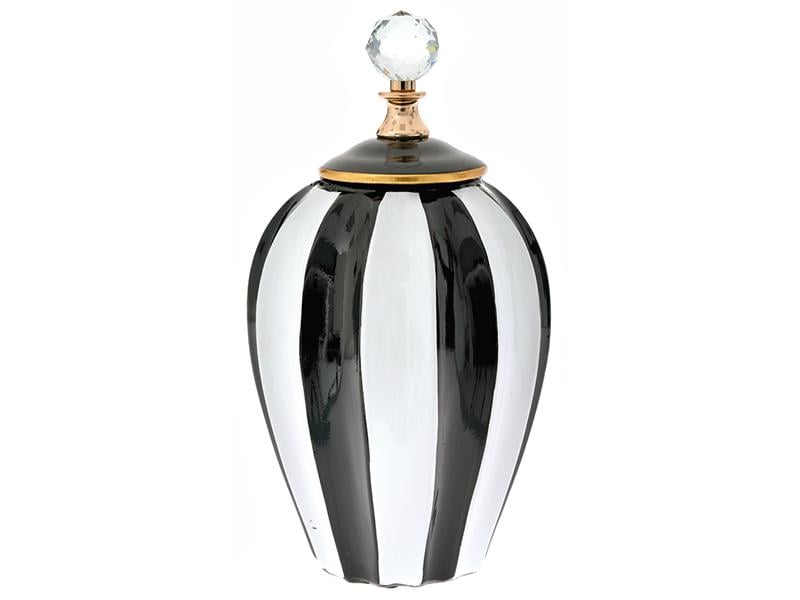 Настольная керамическая ваза с крышкой Light House Черное Белое 34 см Белый