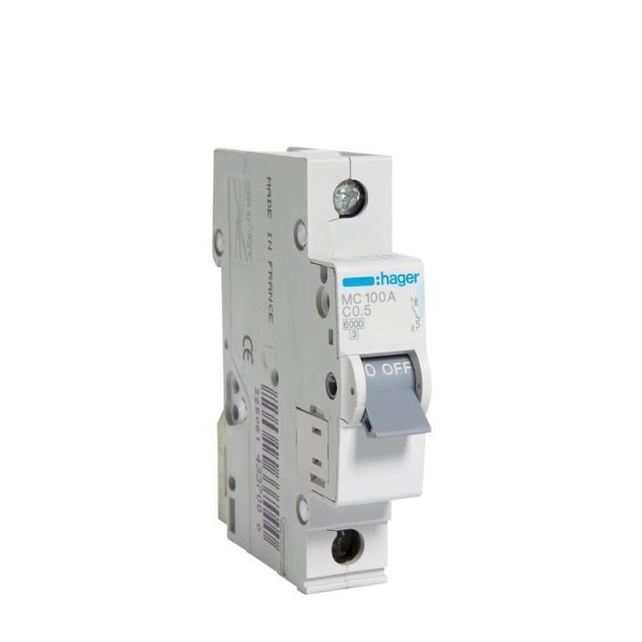 Автоматический выключатель Hager 1P 0,5A C 6 kA MC100A 1M - фото 1 Автоматический выключатель Hager 1P 0,5A C 6 kA MC100A 1M - фото 1