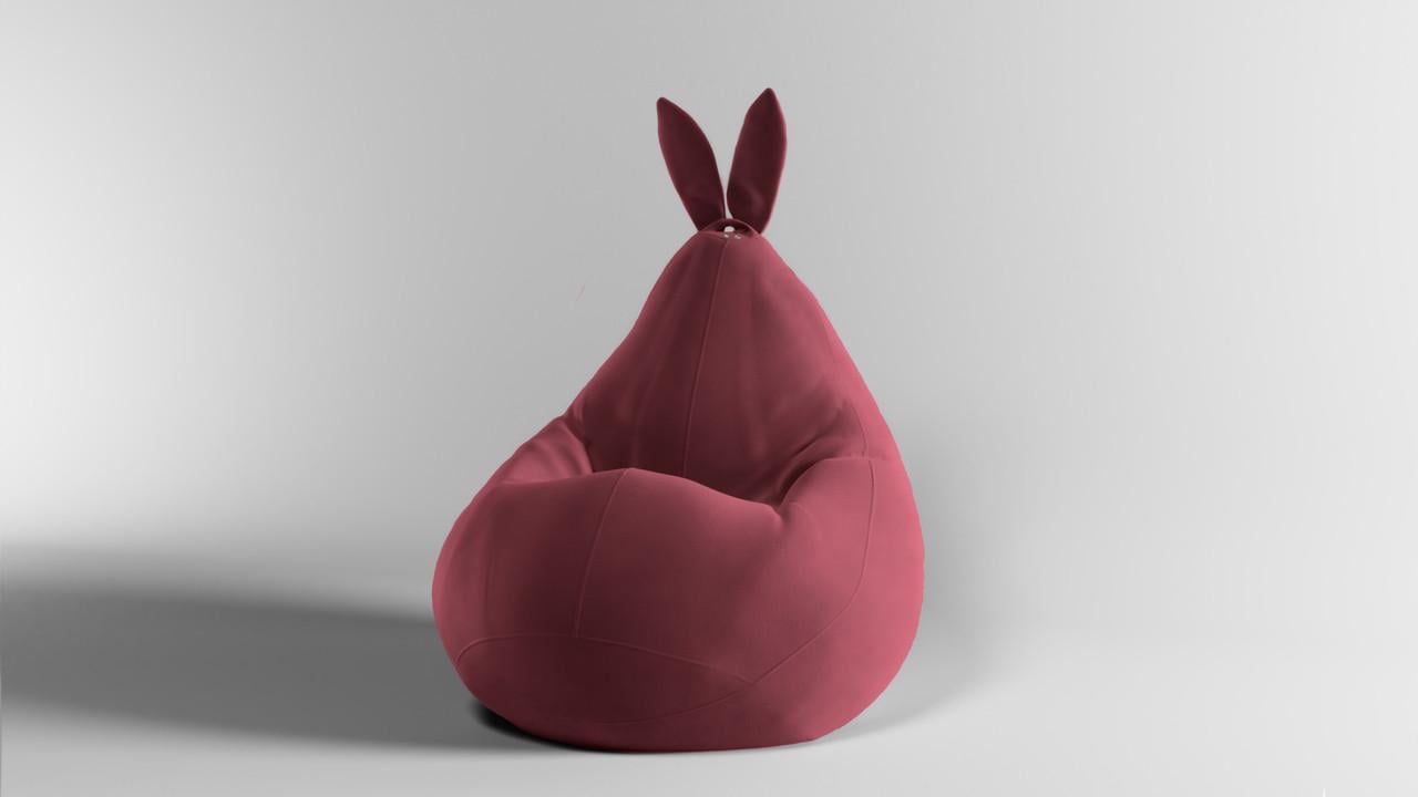 Кресло-мешок SkyPuff Груша зайчик ORLANDO велюр M 100x75 см Terracota (1001103)