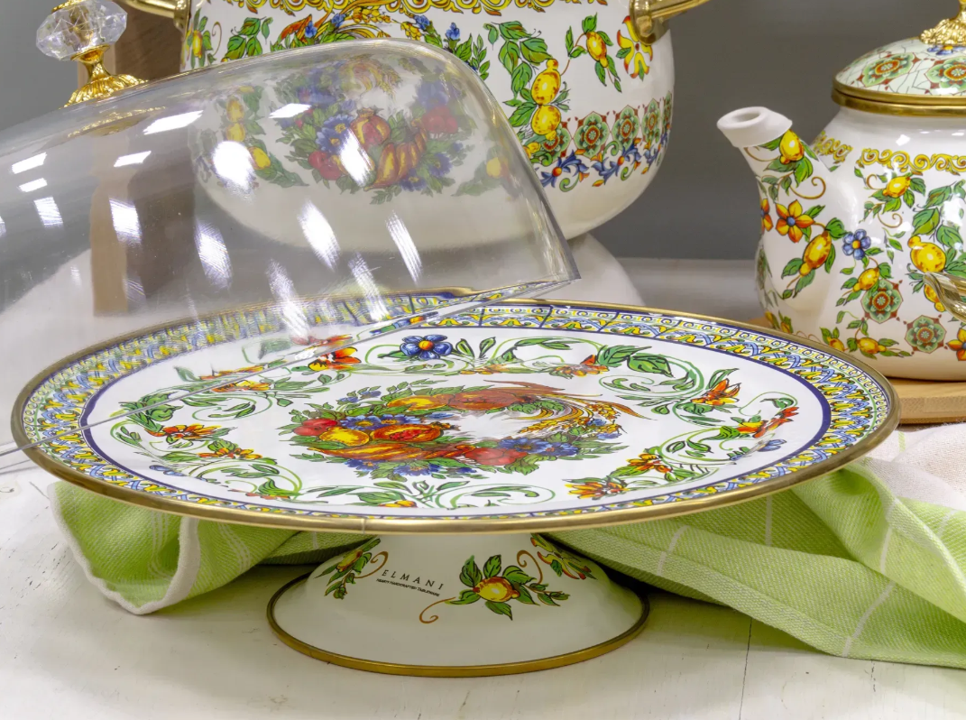 Тортовниця емальована VITALY Elmani з кришкою на ніжці 30 см - фото 6 Тортовниця емальована VITALY Elmani з кришкою на ніжці 30 см - фото 6