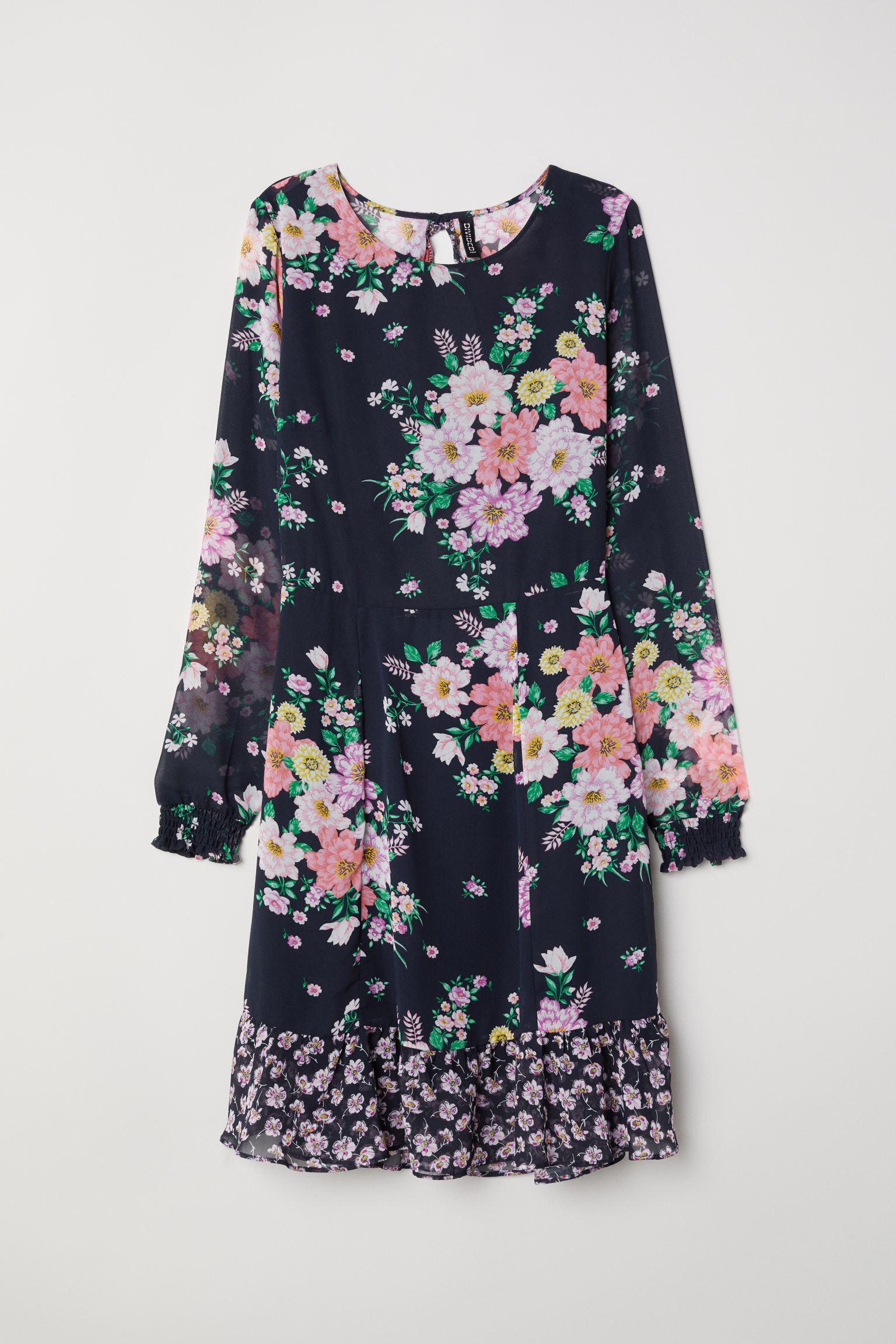 Платье H&M Цветы р. 36 Темно-синий (2712591444)