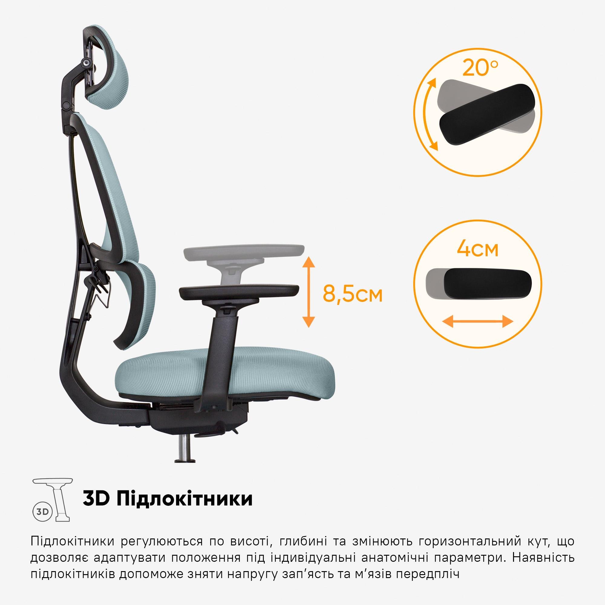 Кресло Mealux Leo Air Plus Grey/Blue (Y-546 KBGL) - фото 6