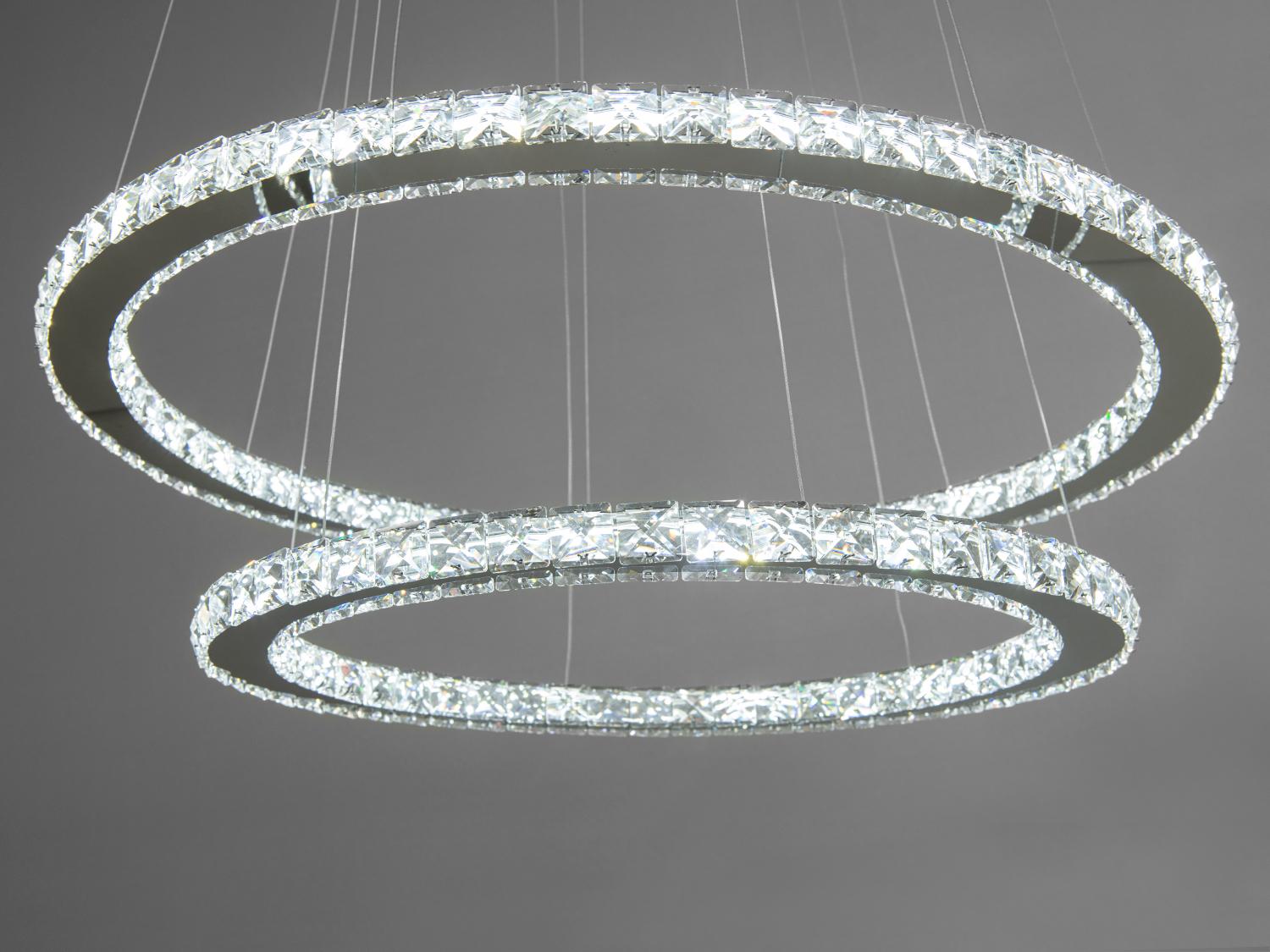 Люстра светодиодная Diasha Хрустальные кольца 75W Хром (7206-9W/750+580HR)