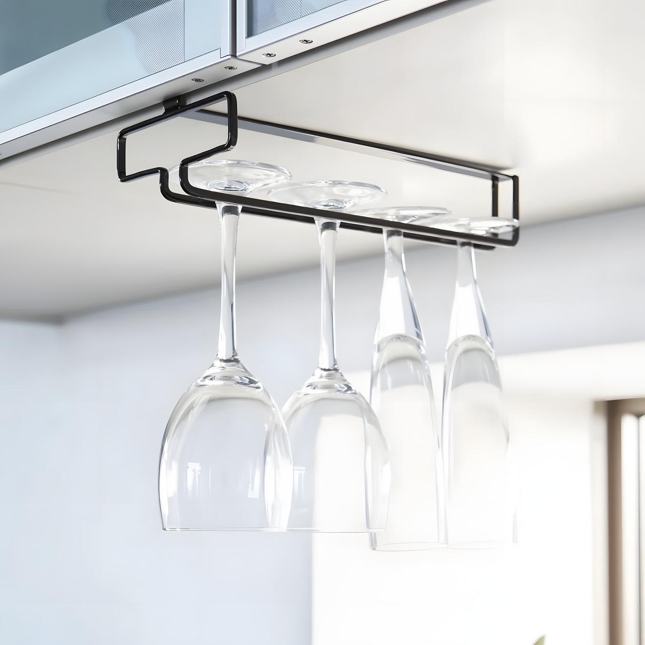 Тримач для винних келихів підвісний полиця нержавіюча сталь Чорний