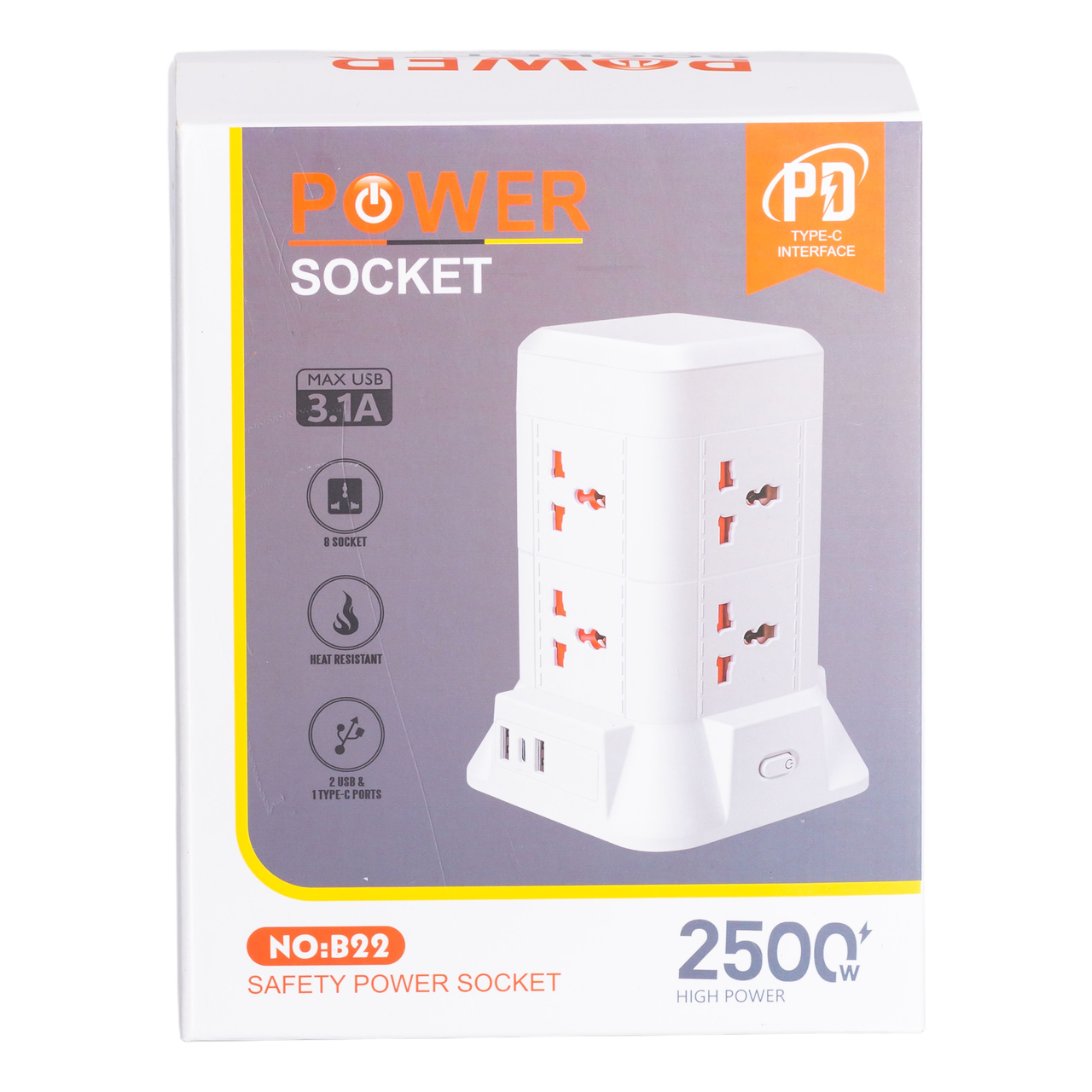 Фильтр сетевой удлинитель с лампой на 6 универсальных розеток с 2 USB 1 Type-C 2,8 м (A-034368) - фото 9