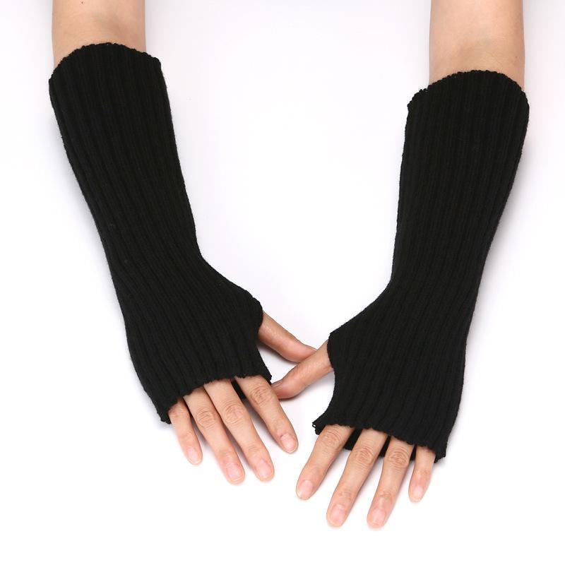 Митенки женские демисезонные акриловые универсального размера Черный (29487)