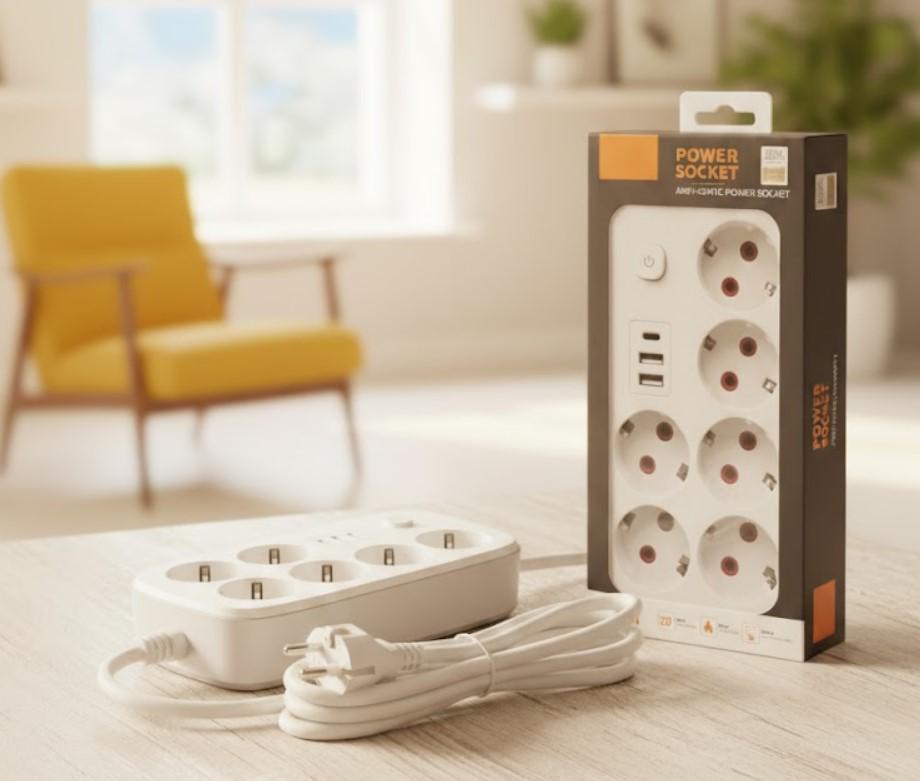 Переноска Power Socket 5 м 6 розеток 3 USB порта 2500W (2104618794) - фото 13