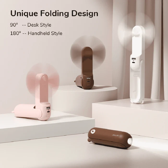 Вентилятор ручний JISULIFE Life8 12-21 год. автономності 2000 мАч Power Bank LED ліхтарик 2 швидкості Рожевий - фото 3 Вентилятор ручний JISULIFE Life8 12-21 год. автономності 2000 мАч Power Bank LED ліхтарик 2 швидкості Рожевий - фото 3